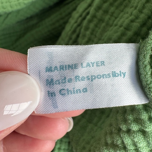 Marine Layer Jude Flutter Sleeve Dress Women Small Jade Sheen green tiered flowy - Picture 7 of 10